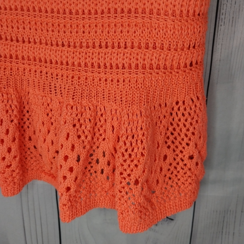 Davi & Dani Orange Knit Peplum Ruffle Hem Boho Sleeveless Festival Summer Top - Picture 4 of 8